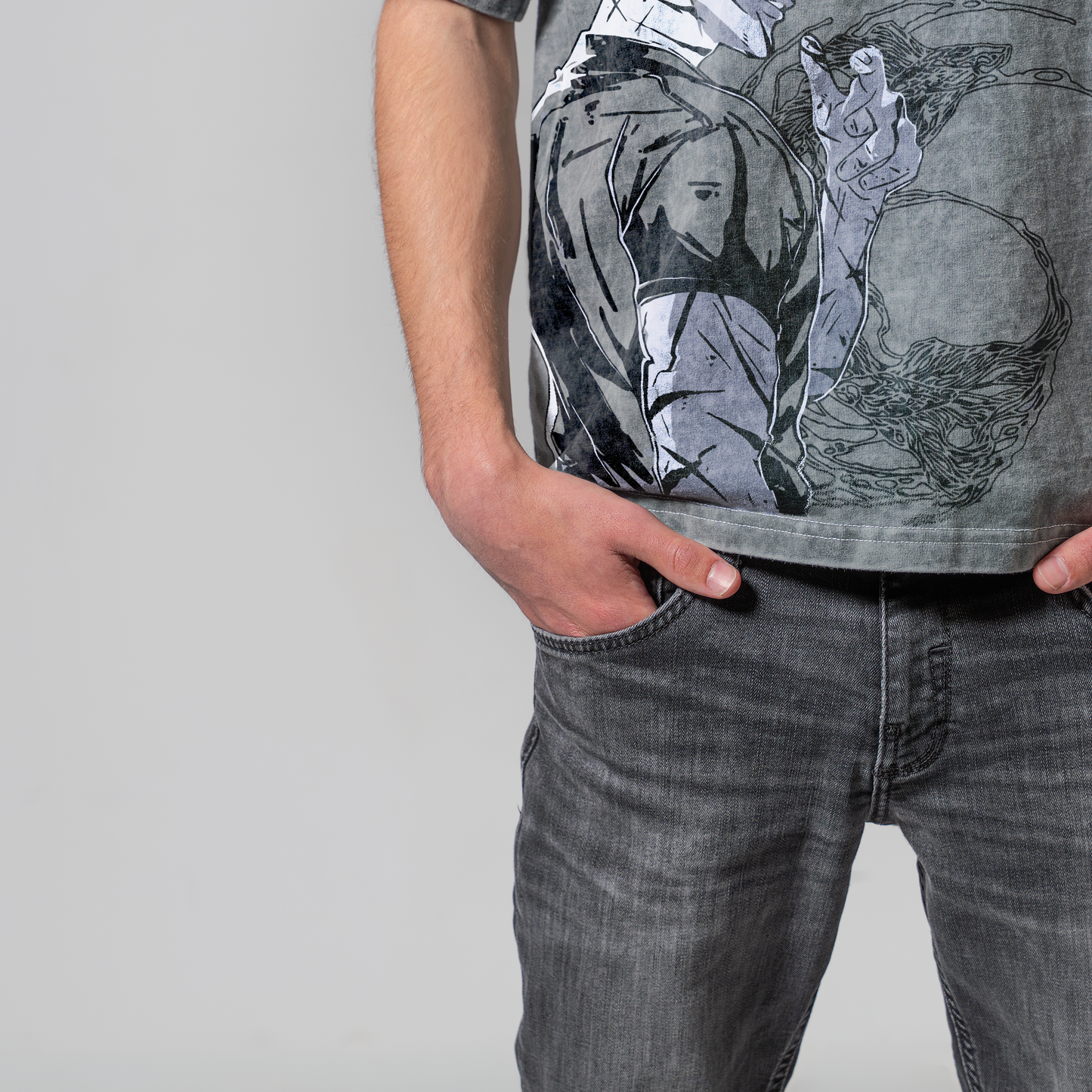 GOJO GRAY OVERSIZE KOSZULKA - JUJUTSU KAISEN