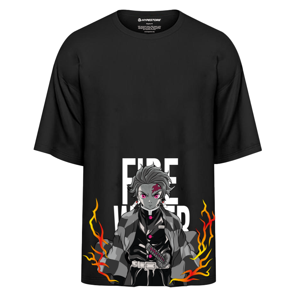 TANJIRO FIRE KOSZULKA OVERSIZE - DEMON SLAYER