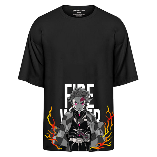 TANJIRO FIRE KOSZULKA OVERSIZE - DEMON SLAYER