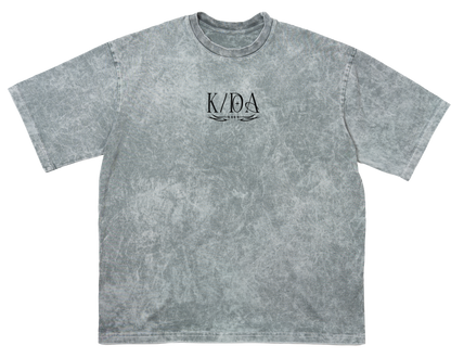 Firestarter K/DA oversize T-shirt in gray – front, flat lay – League of Legends